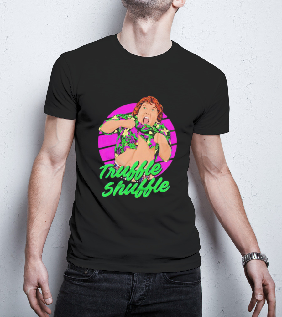 Truffle Shuffle 80s Retro Style With Hawaiian Shirt And Neon Colors T-Shirt