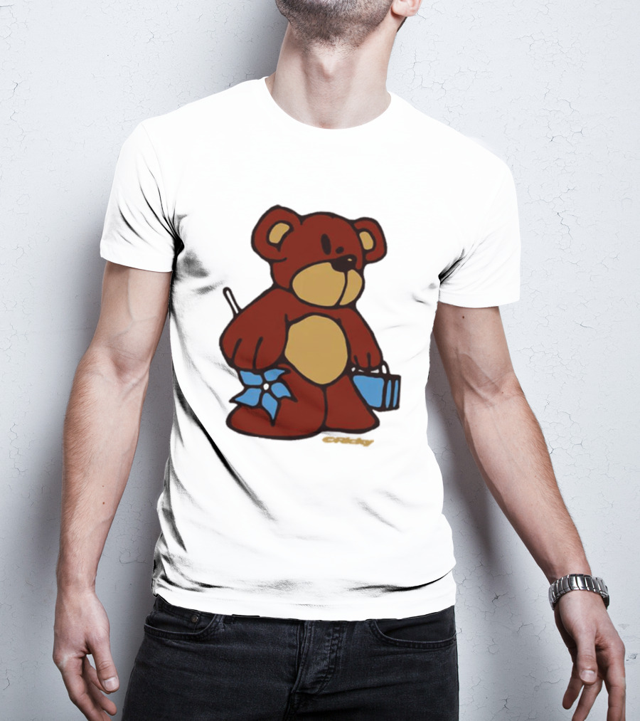 Ricky Montgomery Teddy Bear With Blue Flower And Suitcase T-Shirt