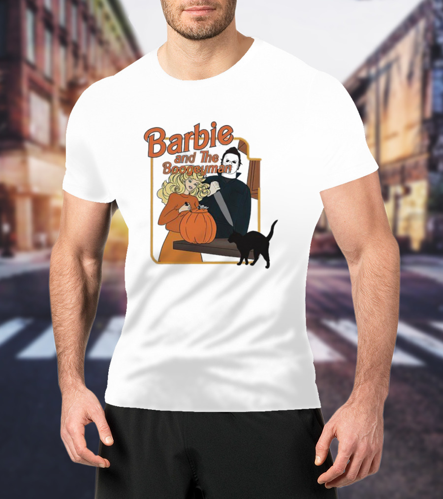 Barbie And The Boogeyman Halloween Pumpkin Cat Scene T-Shirt