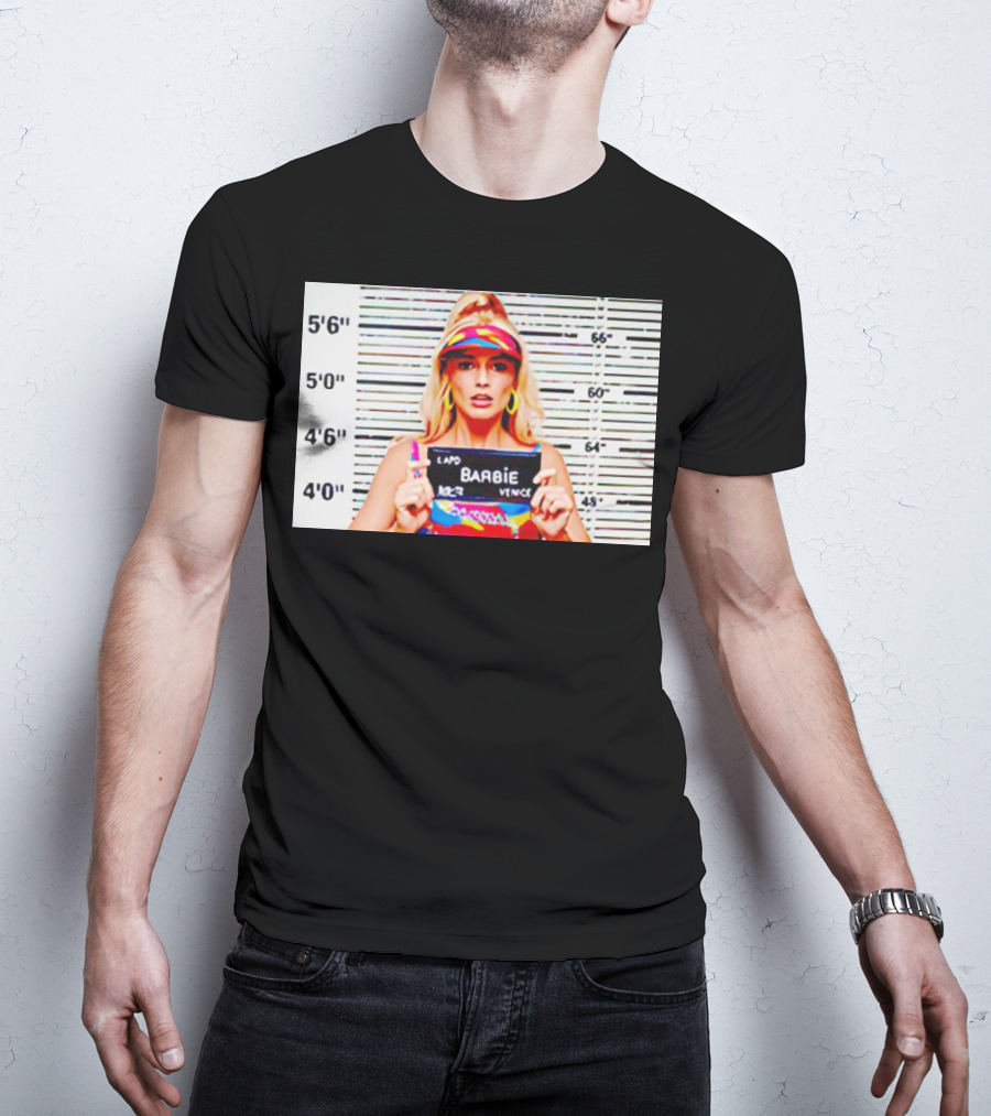 LAPD Barbie Mugshot Colorful T-Shirt