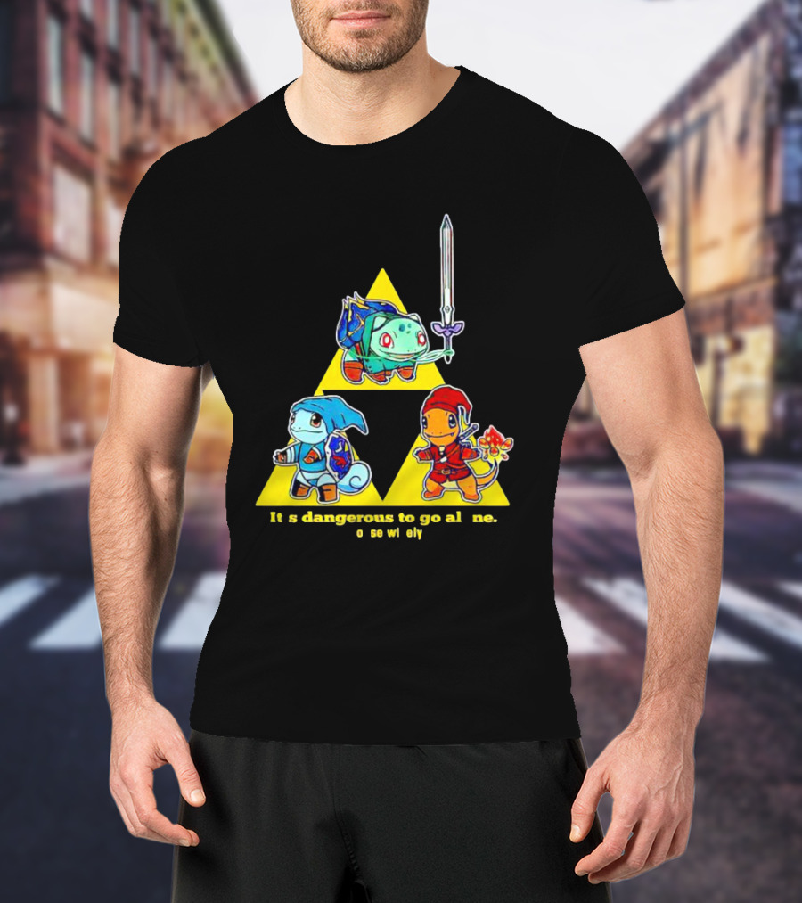 Pokemon Triforce Crossover It's Dangerous To Go Alone Choose Wisely T-Shirt