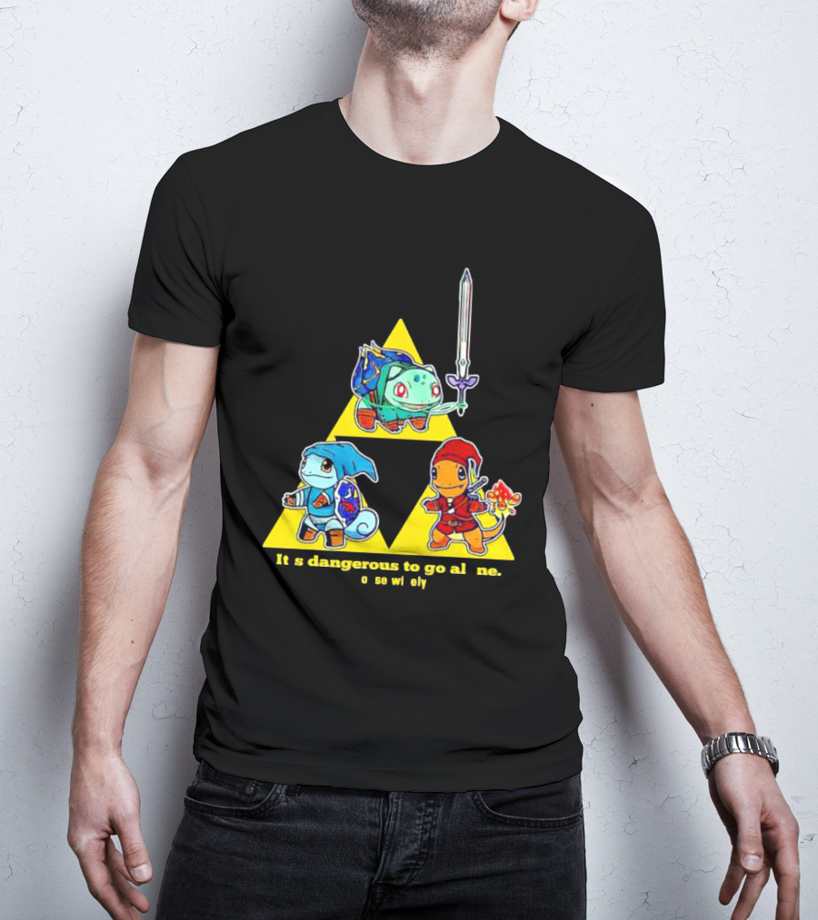 Pokemon Triforce Crossover It's Dangerous To Go Alone Choose Wisely T-Shirt