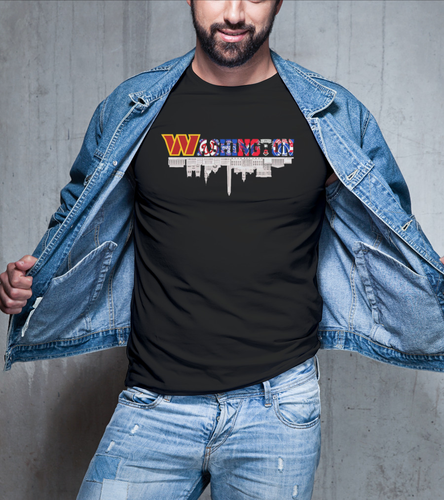 Washington Skyline With Sports Team Logos Cityscape T-Shirt
