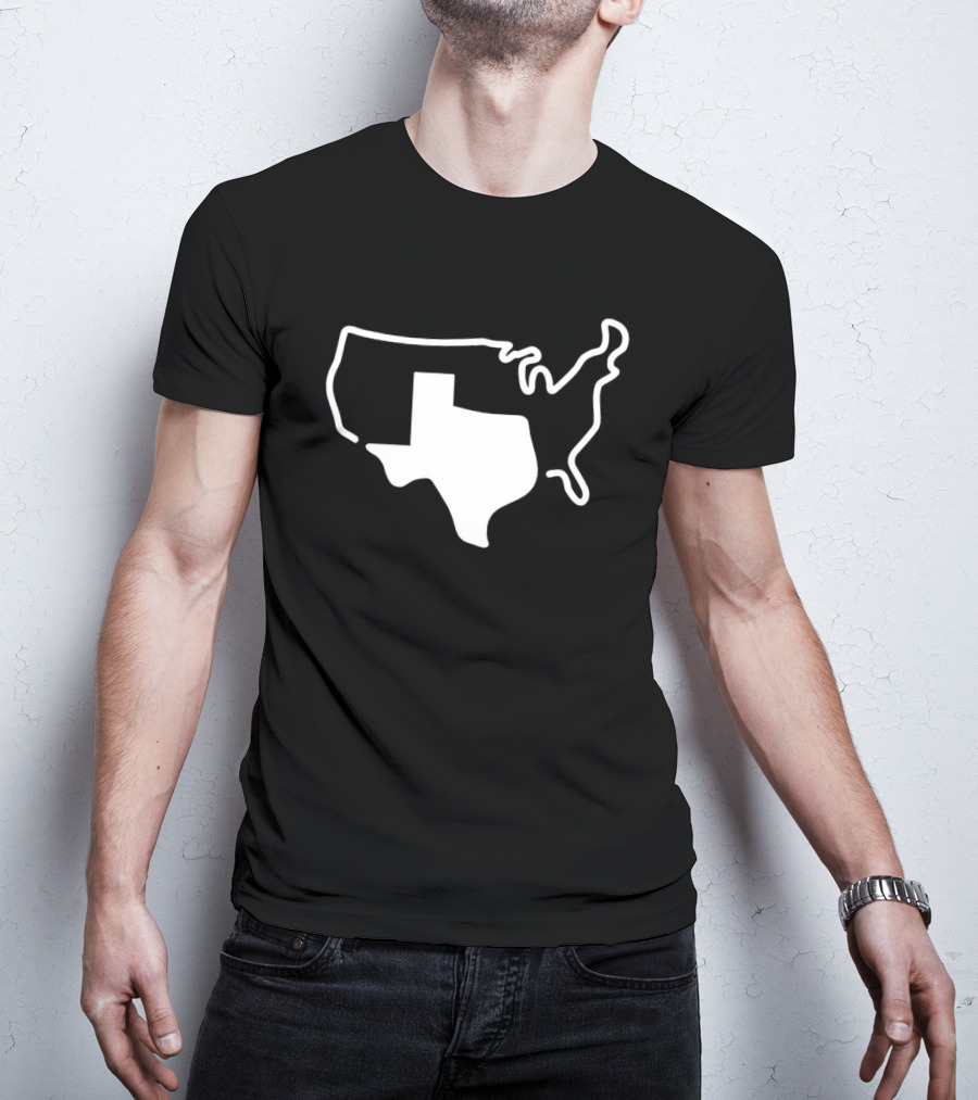 Texas Shape Overlay On United States Outline America Grand Texas T-Shirt