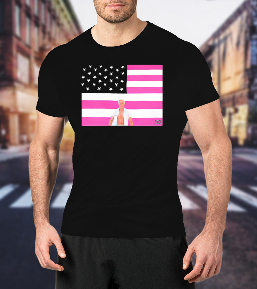 American Flag Barbie Ken Pink T-Shirt