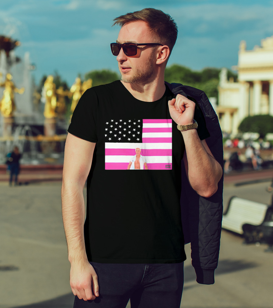 American Flag Barbie Ken Pink T-Shirt