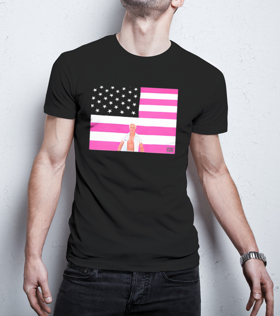 American Flag Barbie Ken Pink T-Shirt