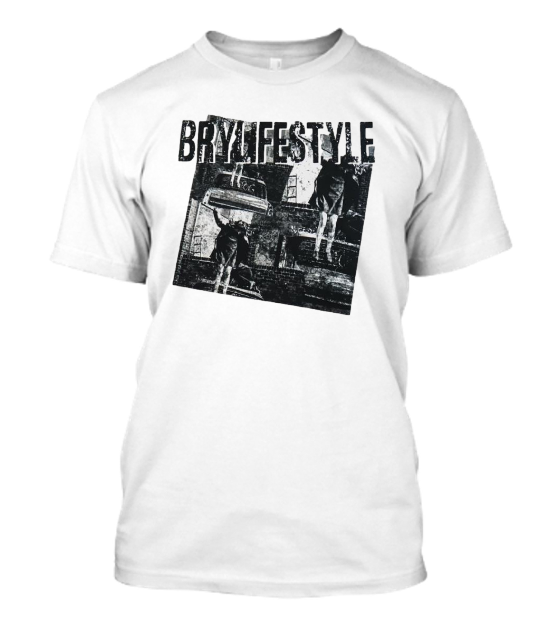 BRYLIFESTYLE Causing A Disturbance With Retro Car And Levitating Figures T-Shirt