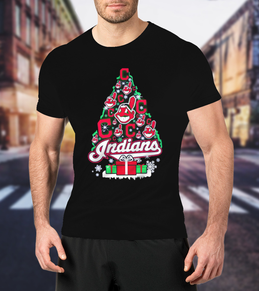 Cleveland Indians Christmas Tree Holiday T-Shirt