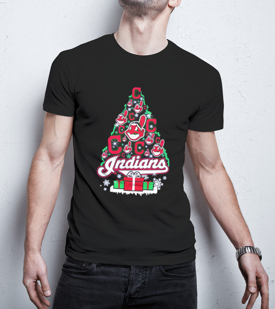 Cleveland Indians Christmas Tree Holiday T-Shirt