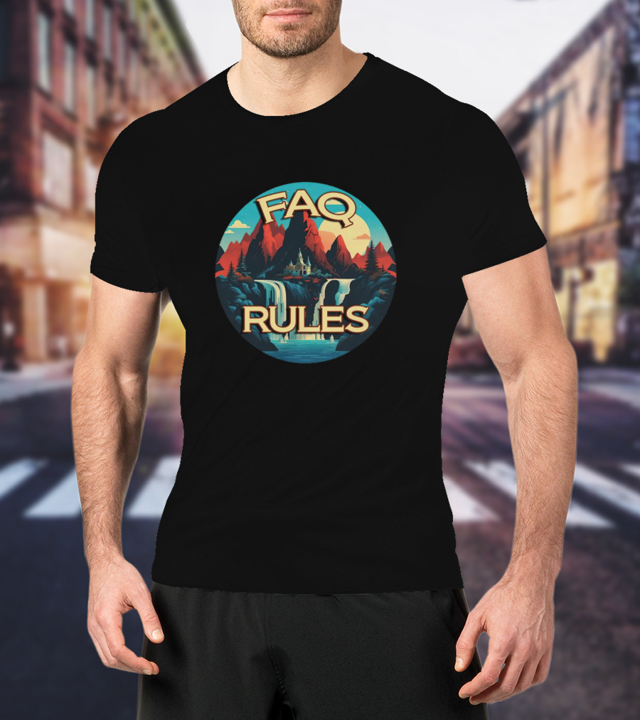 FAQ Rules Mountain Waterfall Landscape T-Shirt