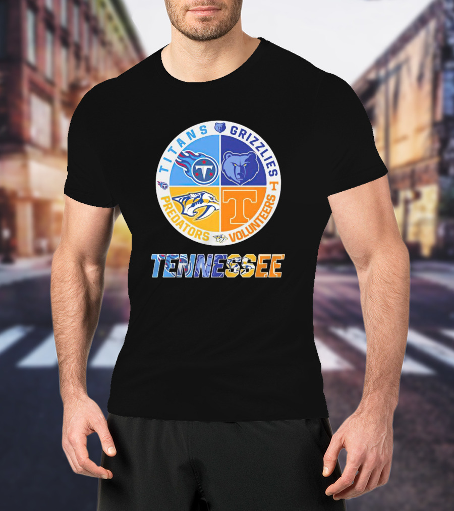 Tennessee Titans Grizzlies Predators Volunteers Sports Team T-Shirt