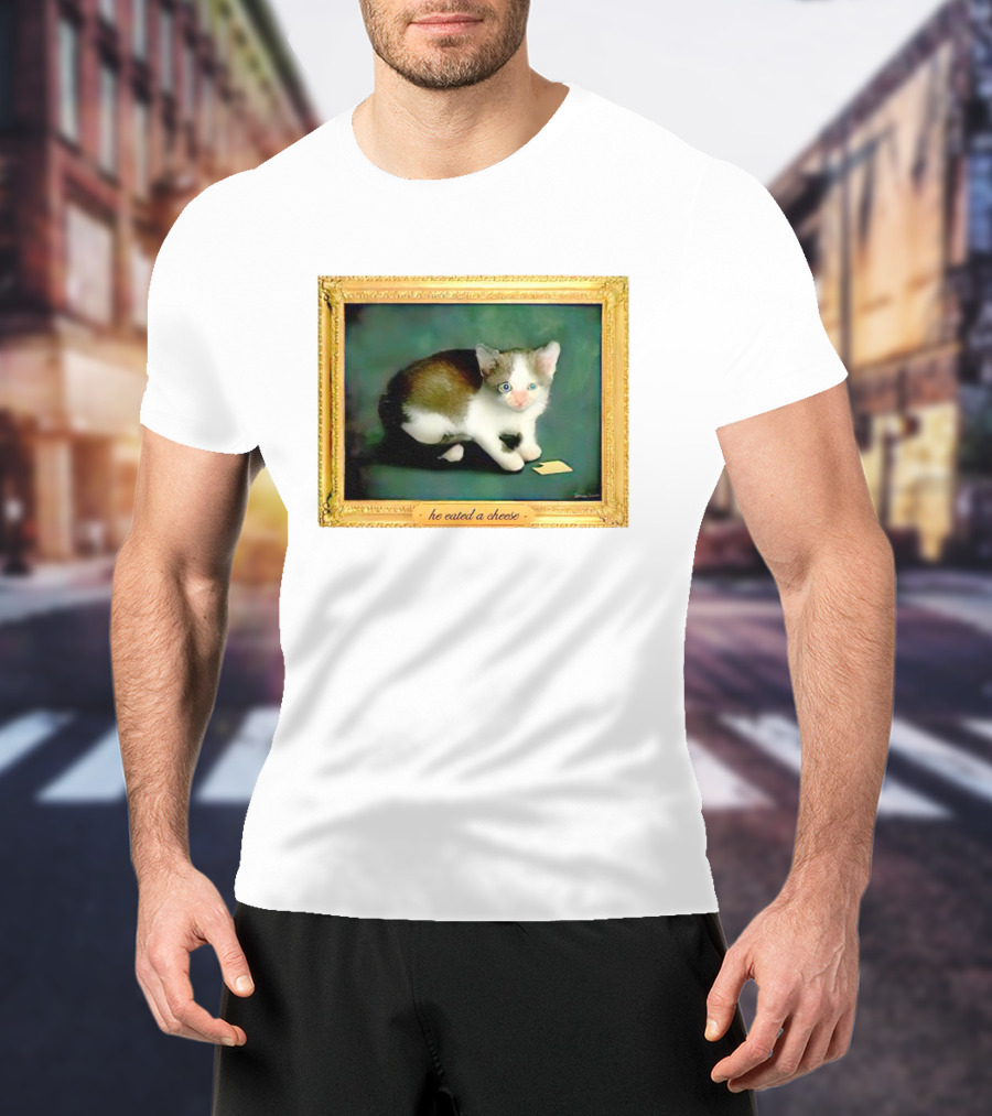 Cat He Eated A Cheese Framed T-Shirt