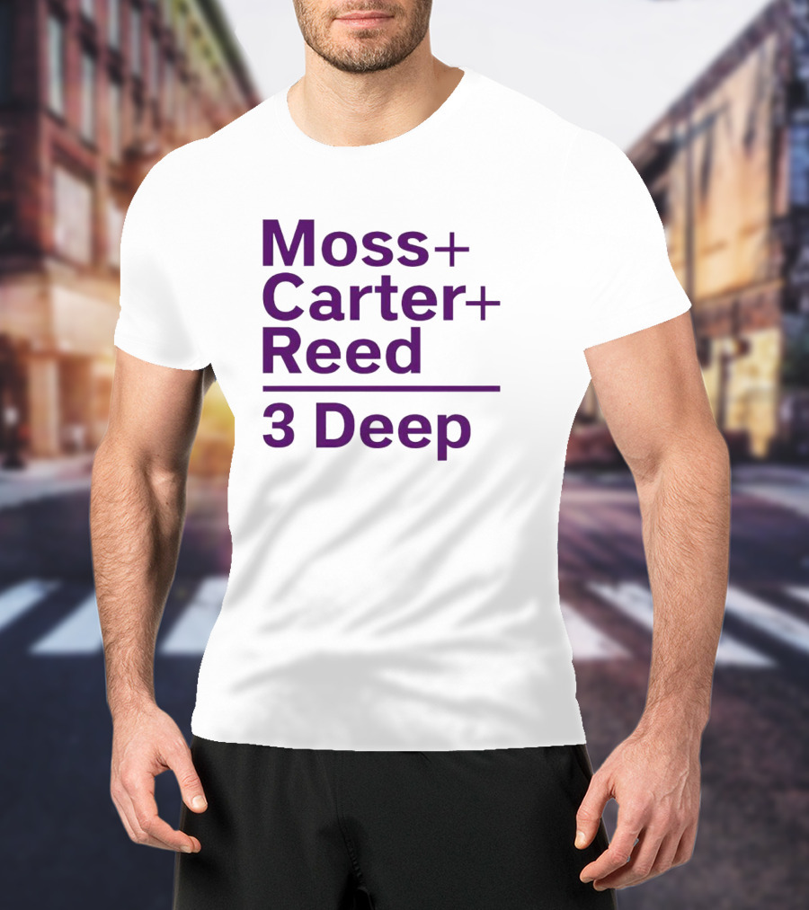 Moss Carter Reed 3 Deep Purple Text T-Shirt