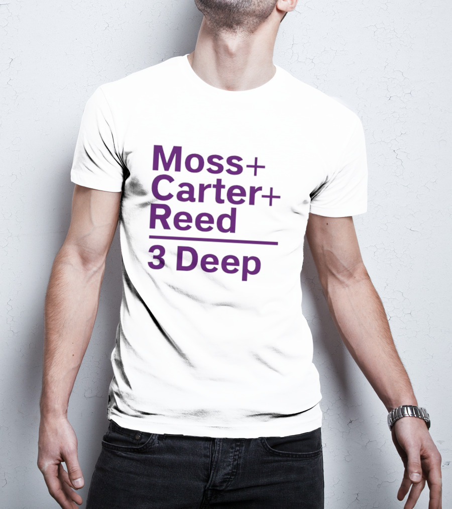 Moss Carter Reed 3 Deep Purple Text T-Shirt