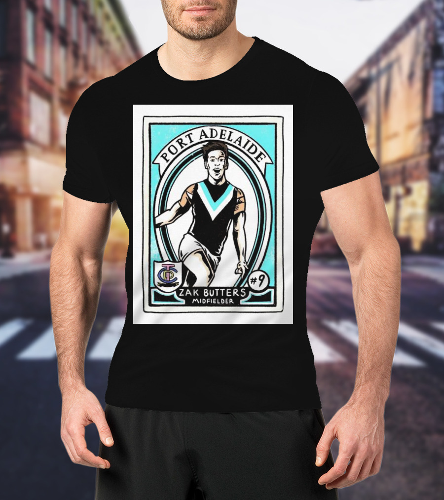 Port Adelaide Zak Butters #9 Midfielder Card T-Shirt