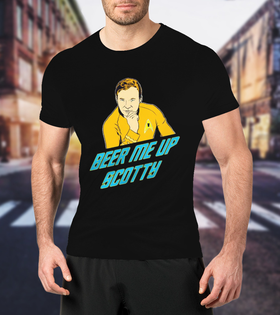 Beer Me Up Scotty Star Trek Captain Yellow Uniform T-Shirt