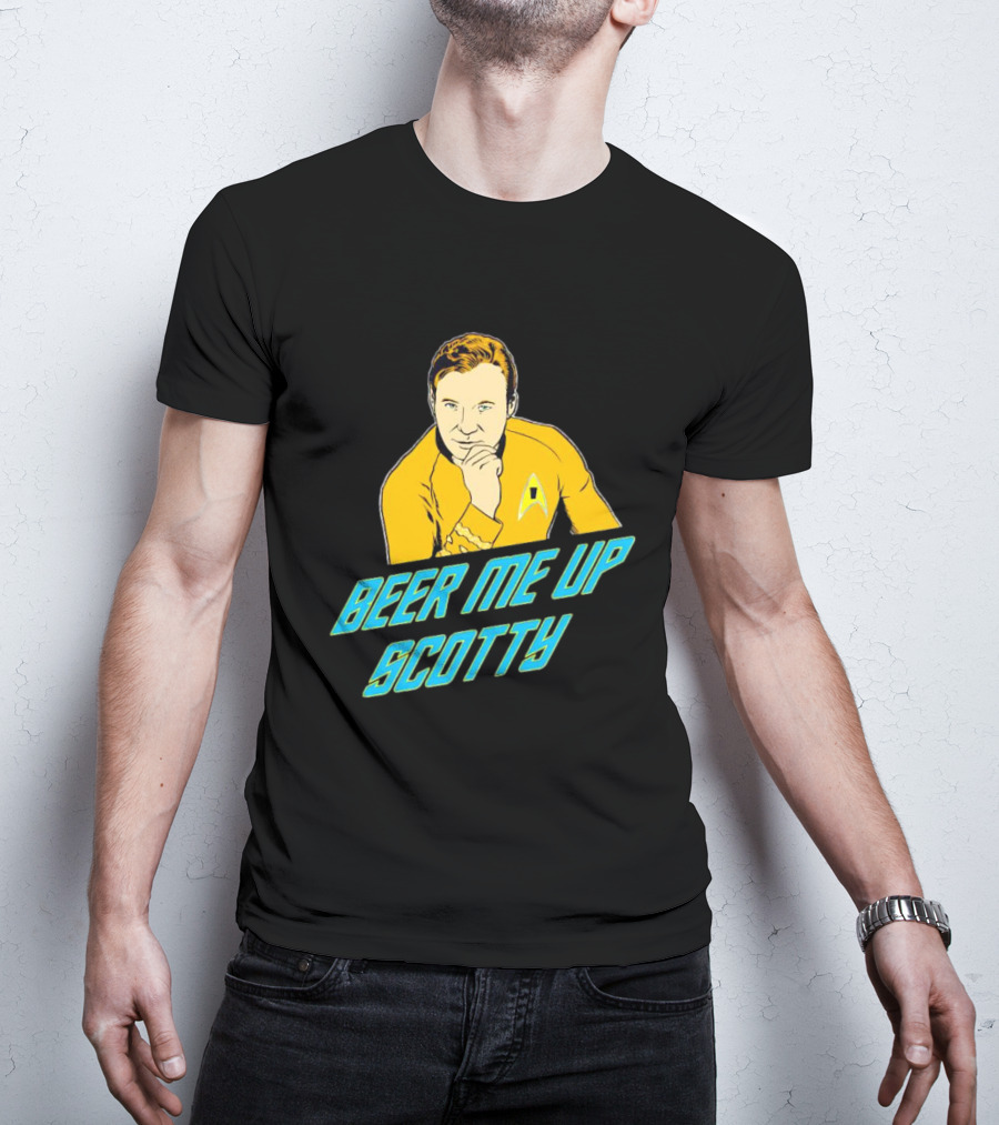 Beer Me Up Scotty Star Trek Captain Yellow Uniform T-Shirt