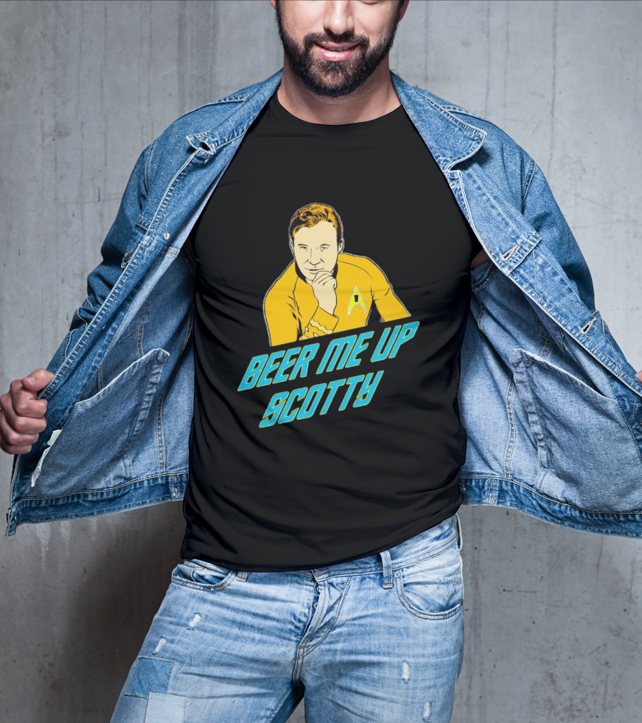 Beer Me Up Scotty Star Trek Captain Yellow Uniform T-Shirt