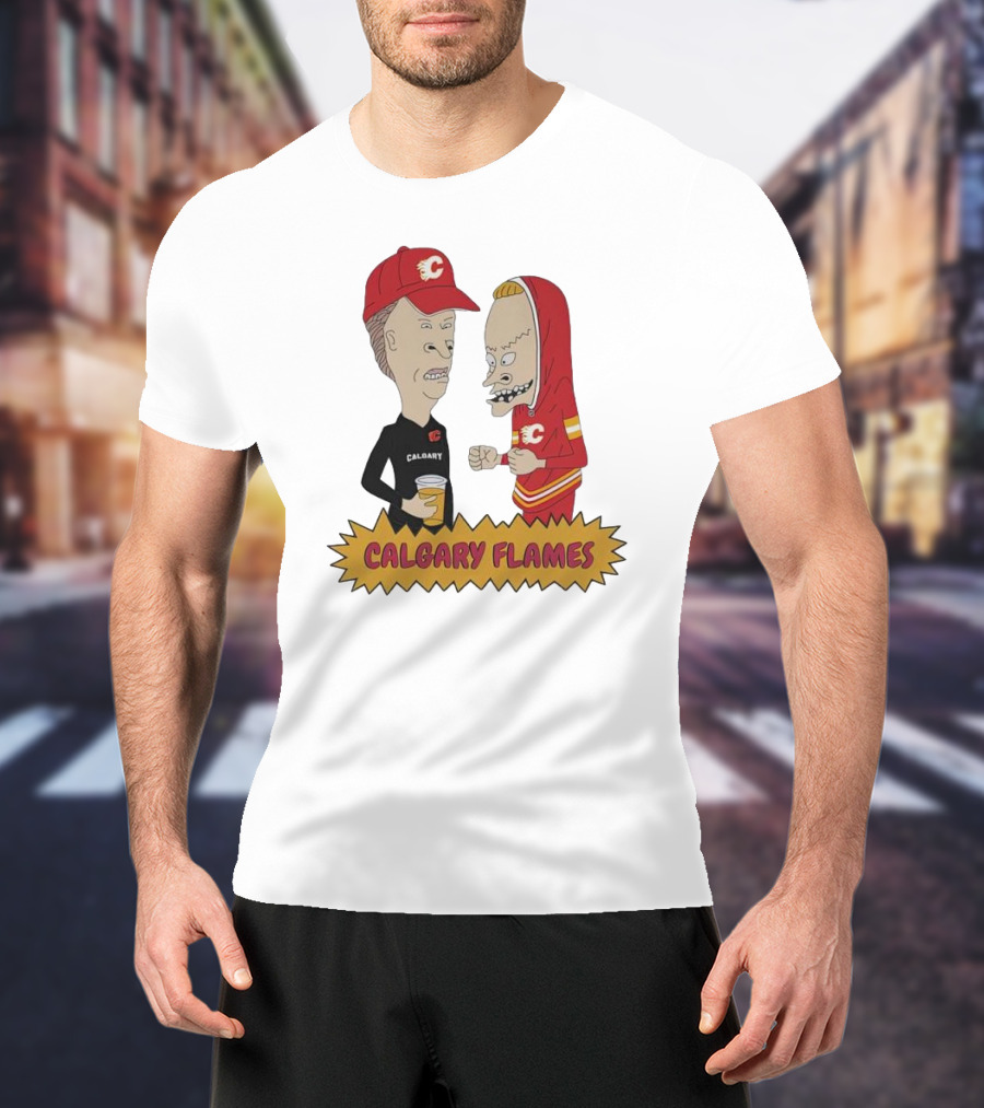 Beavis And Butt-Head Calgary Flames Hockey Fan Characters T-Shirt