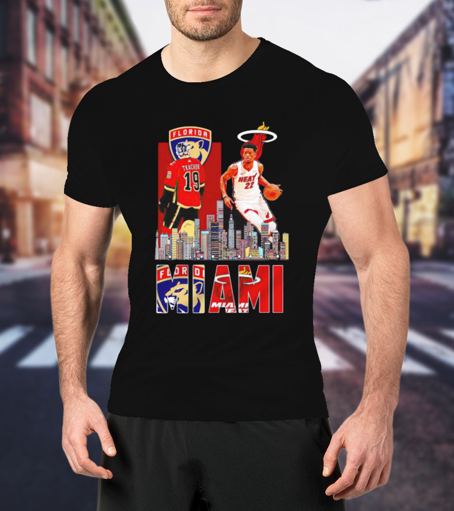 Florida Panthers Tkachuk Miami Heat Jimmy Butler Skyline T-Shirt