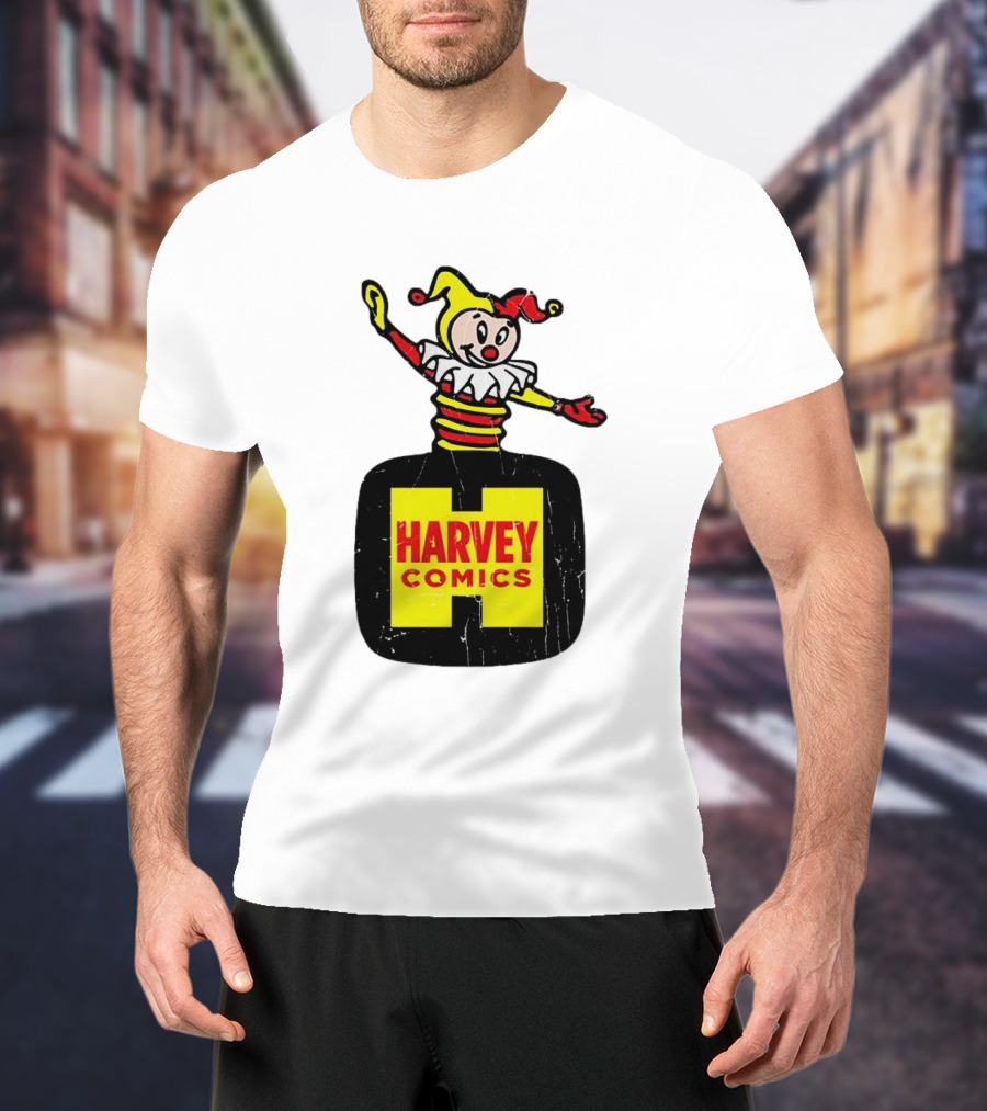 Harvey Comics Jester Logo With Classic Joker Colors T-Shirt