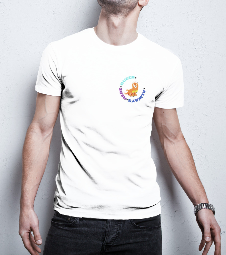 Queer Was Always Here Rainbow Dinosaur Circle T-Shirt