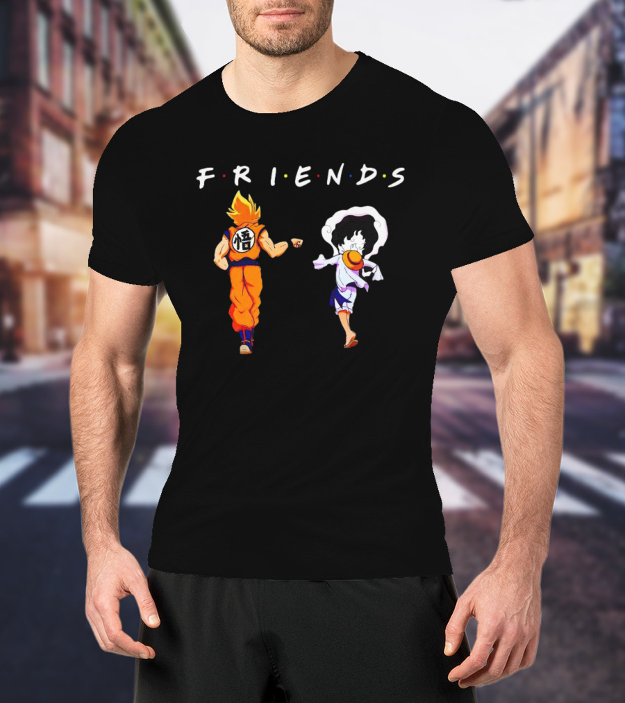 Son Goku And Luffy Friends Walking Together T-Shirt