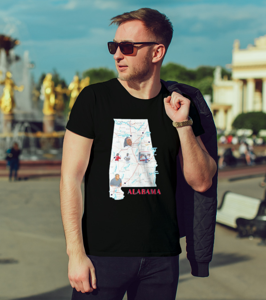 Alabama Map Riverfront Park Dock Brawl Icons T-Shirt