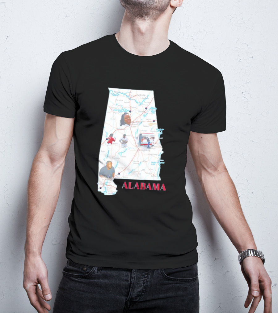 Alabama Map Riverfront Park Dock Brawl Icons T-Shirt