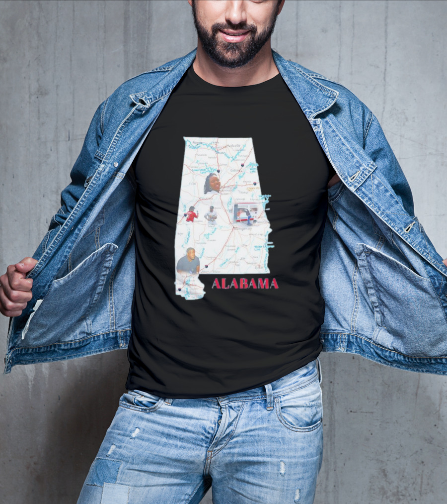 Alabama Map Riverfront Park Dock Brawl Icons T-Shirt
