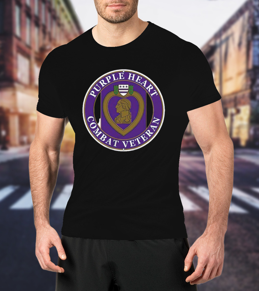 Purple Heart Combat Veteran Emblem Oval Badge T-Shirt