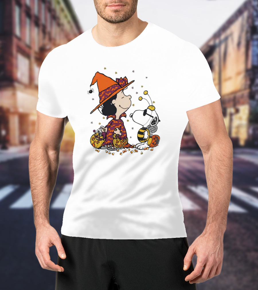 Snoopy Halloween Witch And Bee Pumpkins T-Shirt