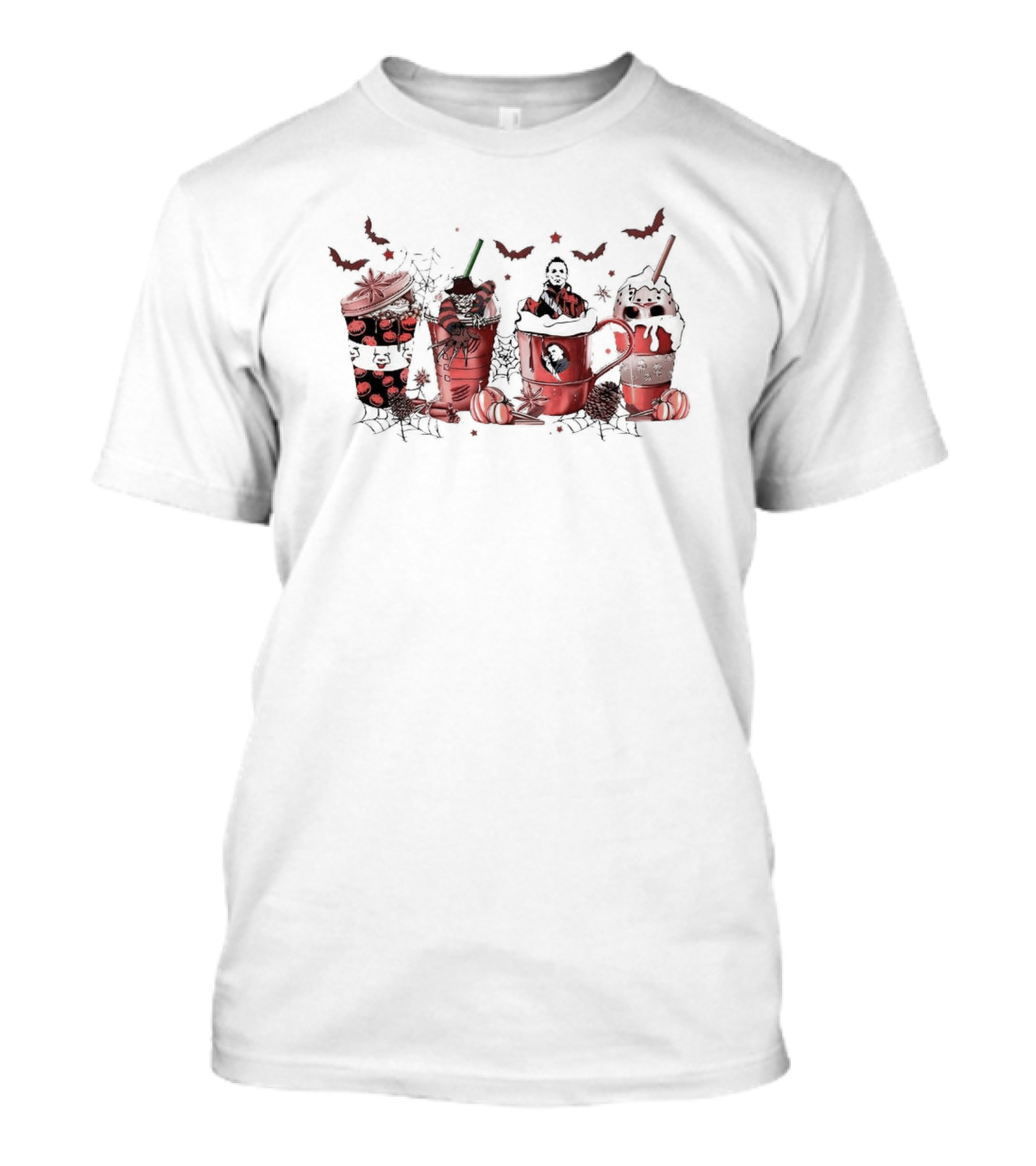 Horror Halloween Pumpkin Cat Bat Coffee Cups T-Shirt