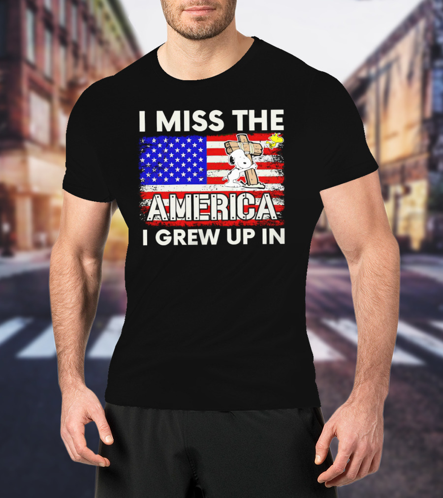 I Miss The America I Grew Up In Snoopy US Flag T-Shirt