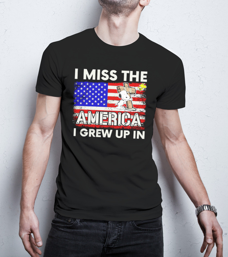 I Miss The America I Grew Up In Snoopy US Flag T-Shirt