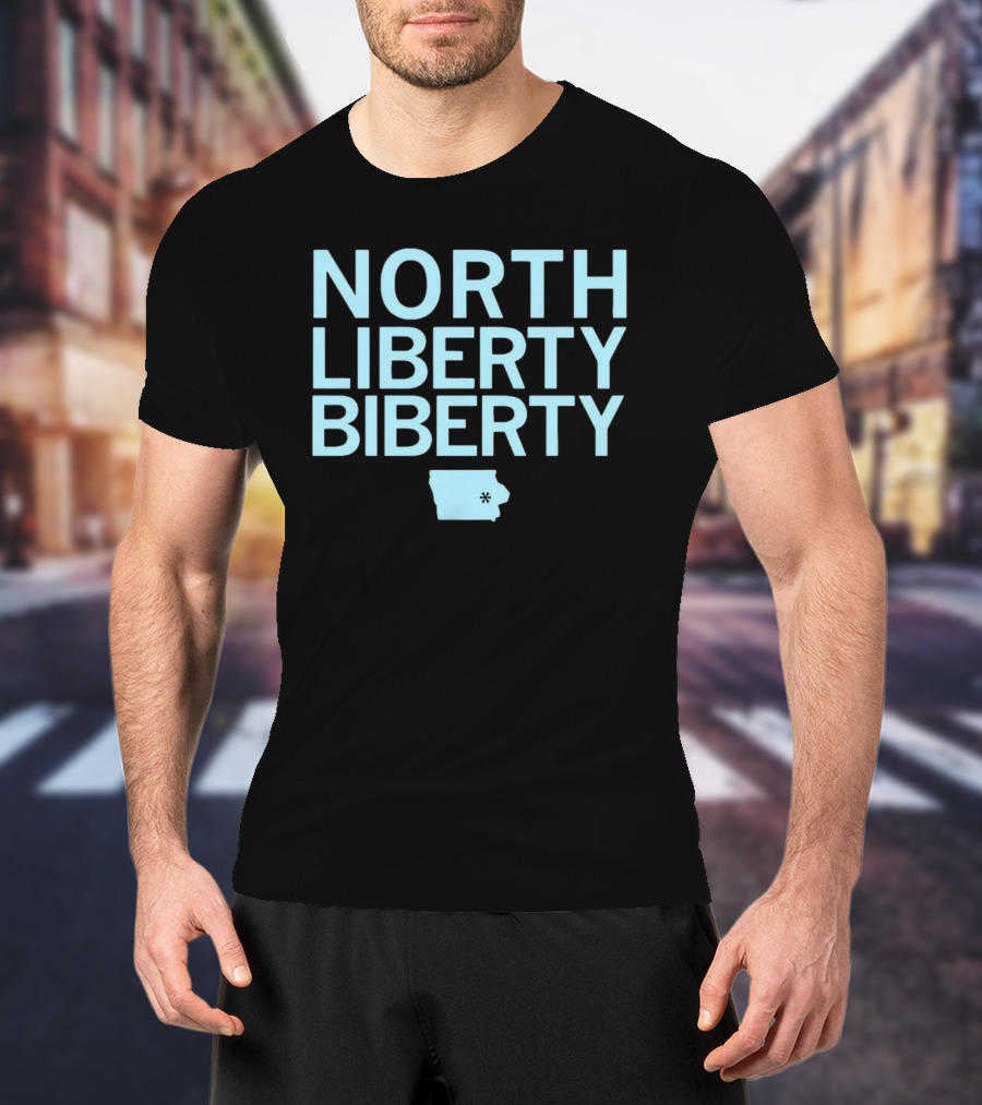 North Liberty Biberty Iowa Map T-Shirt
