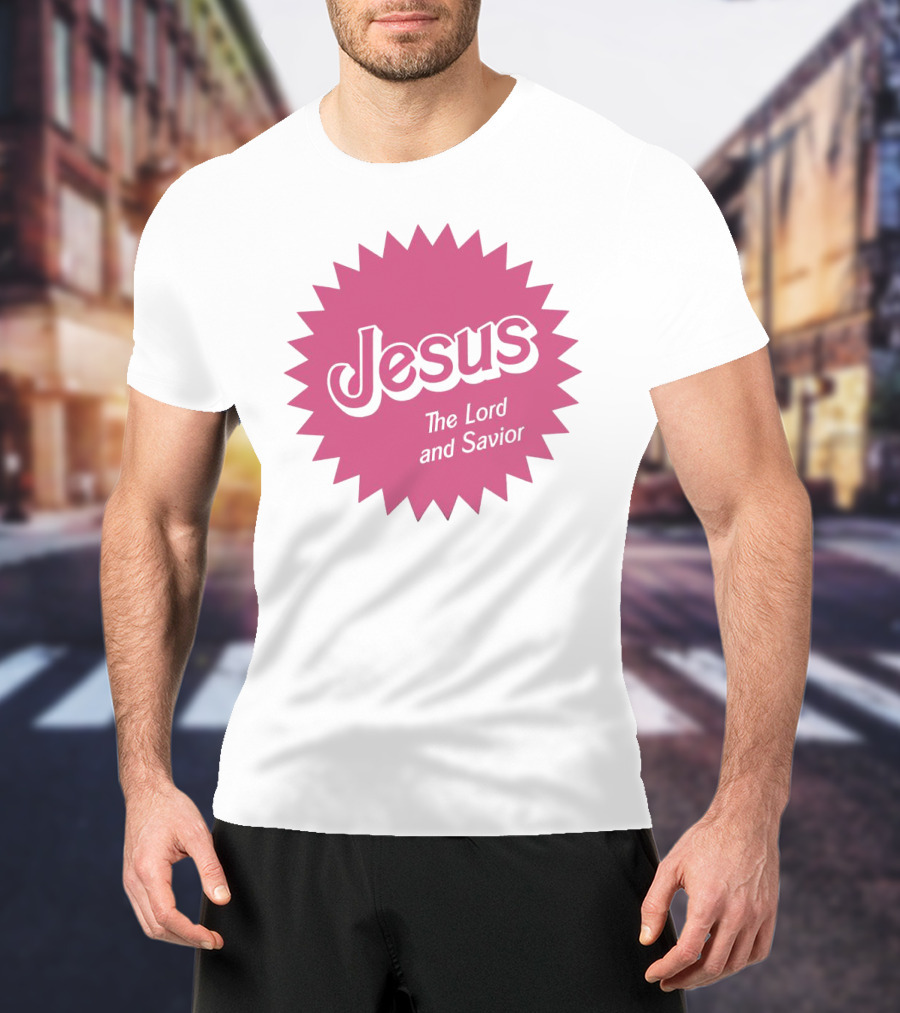 Jesus The Lord And Savior Barbie Style Pink Burst T-Shirt