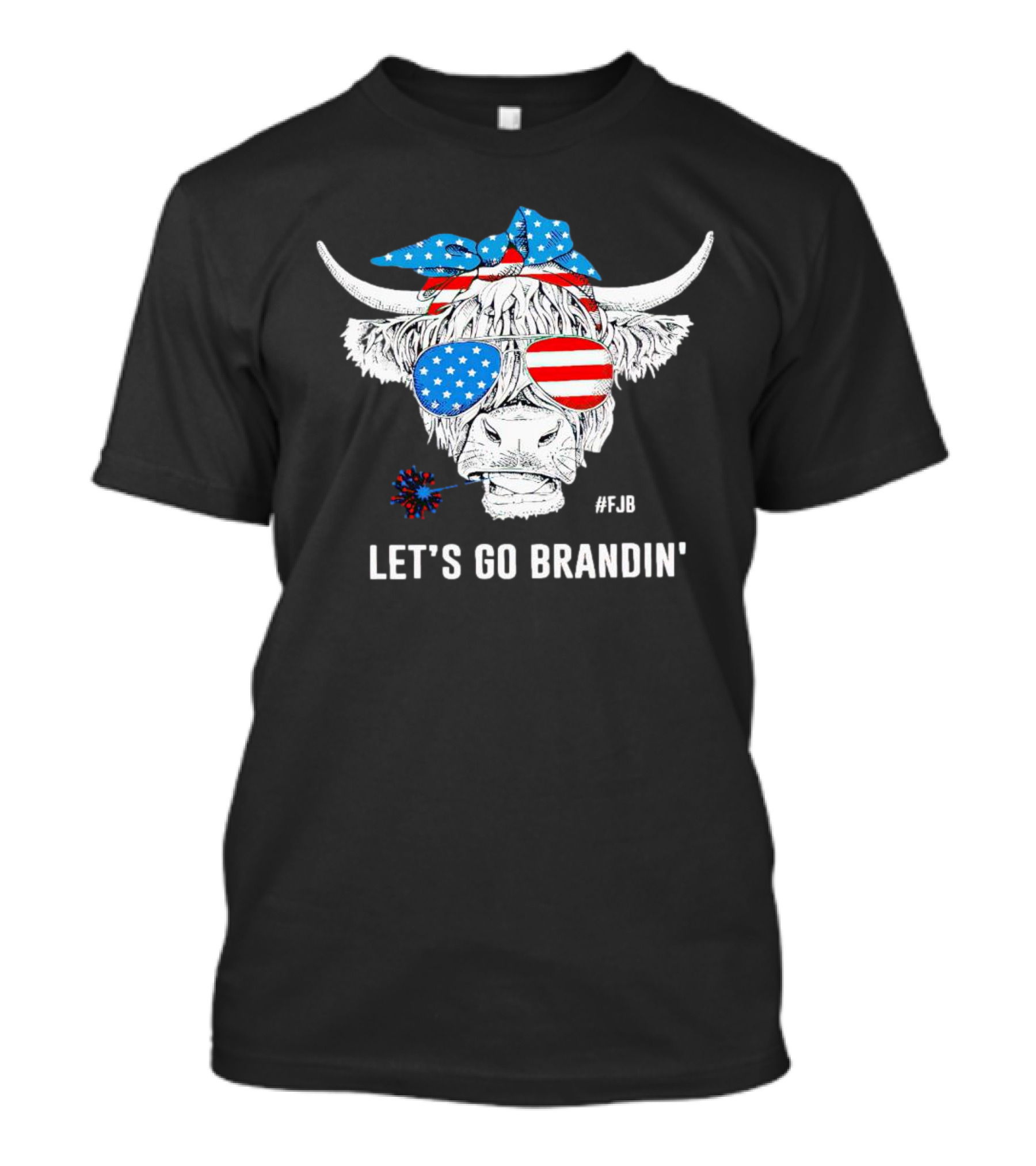Highland Cow USA Flag Bandana Let's Go Brandin' #FJB Sunglasses T-Shirt
