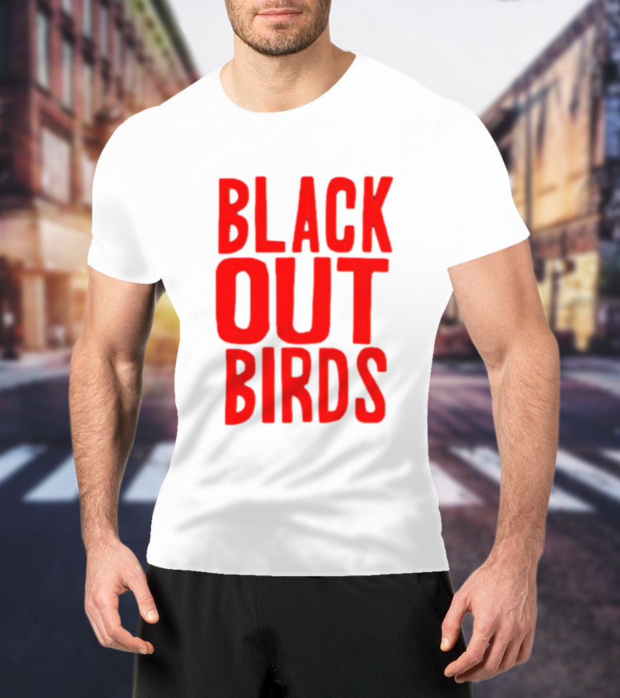 Louisville Black Out Birds Bold Red Text T-Shirt