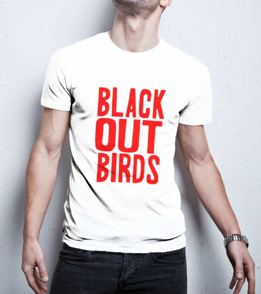 Louisville Black Out Birds Bold Red Text T-Shirt