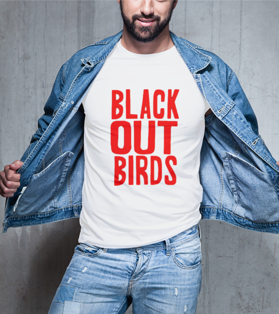 Louisville Black Out Birds Bold Red Text T-Shirt