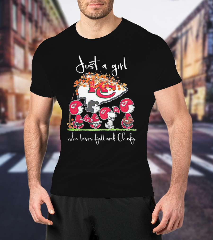 Just A Girl Who Loves Fall And Chiefs Peanuts Characters T-Shirt