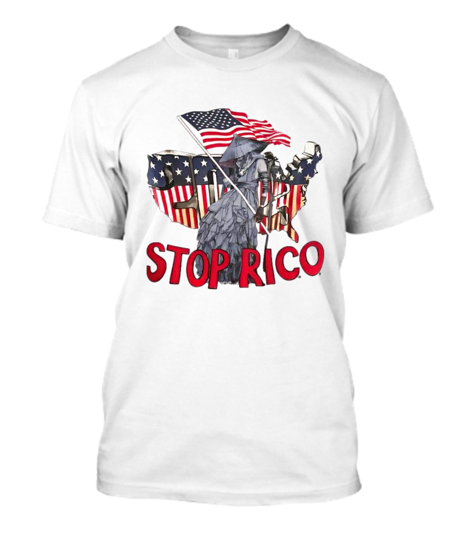 Deaver Stop Rico American Flag Map Iconic T-Shirt