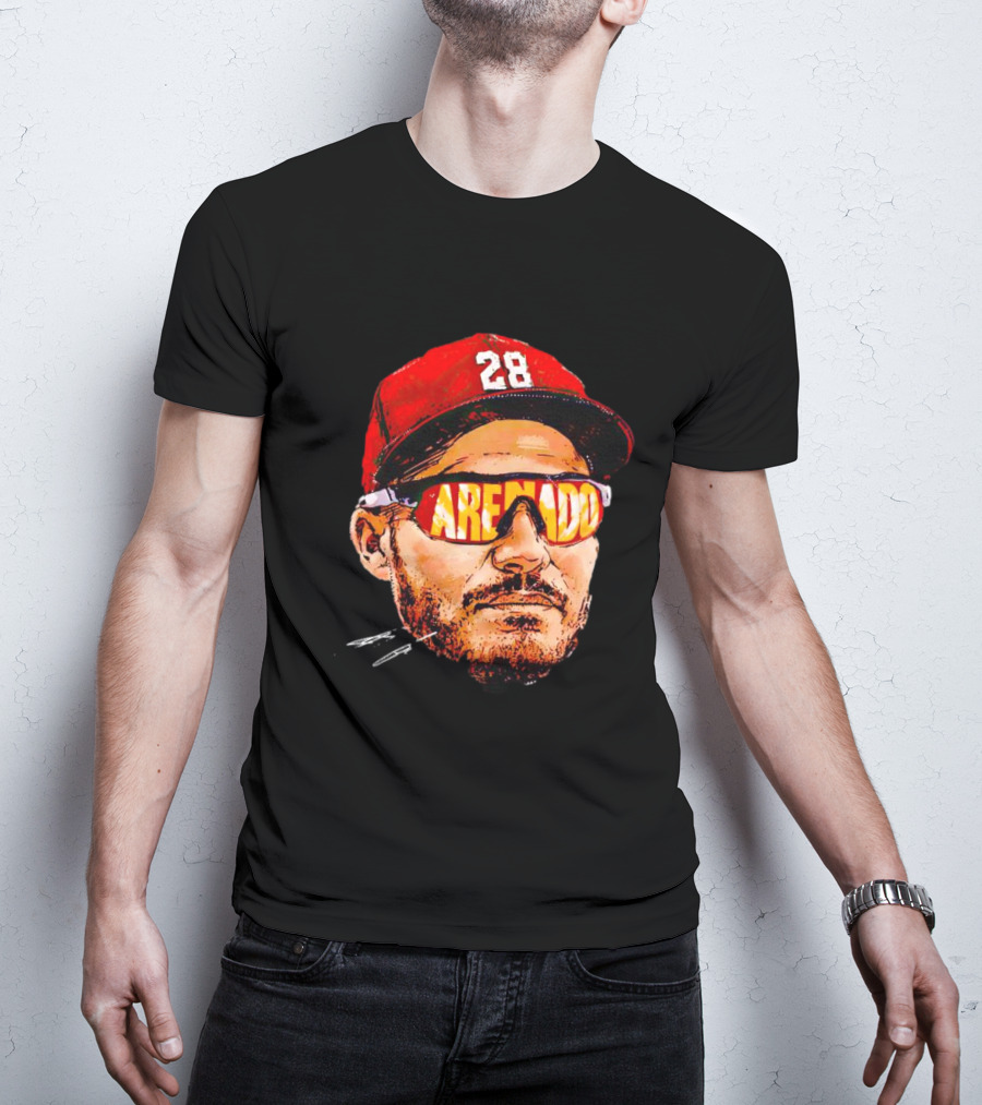 Nolan Arenado St. Louis Cardinals Number 28 Sunglasses Signature T-Shirt