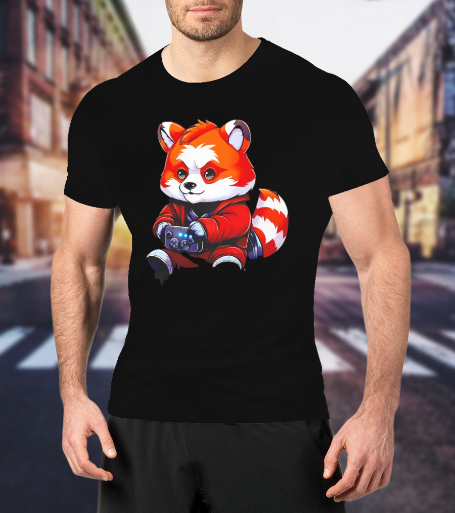 Gaming Red Panda Playing Video Games T-Shirt