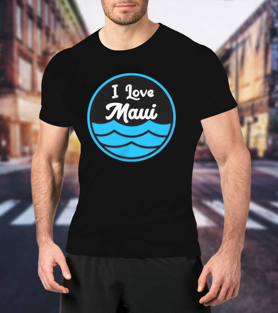 I Love Maui Waves Circular T-Shirt