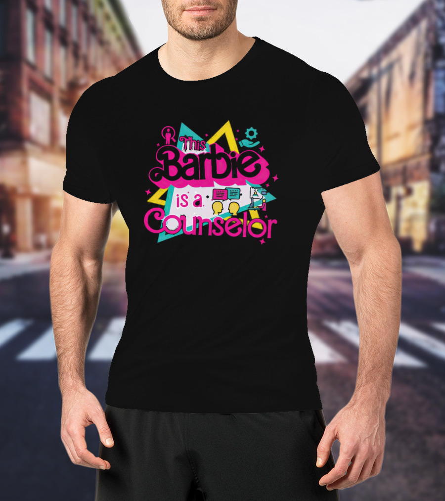 This Barbie Is A Counselor With Communication And Support Icons T-Shirt