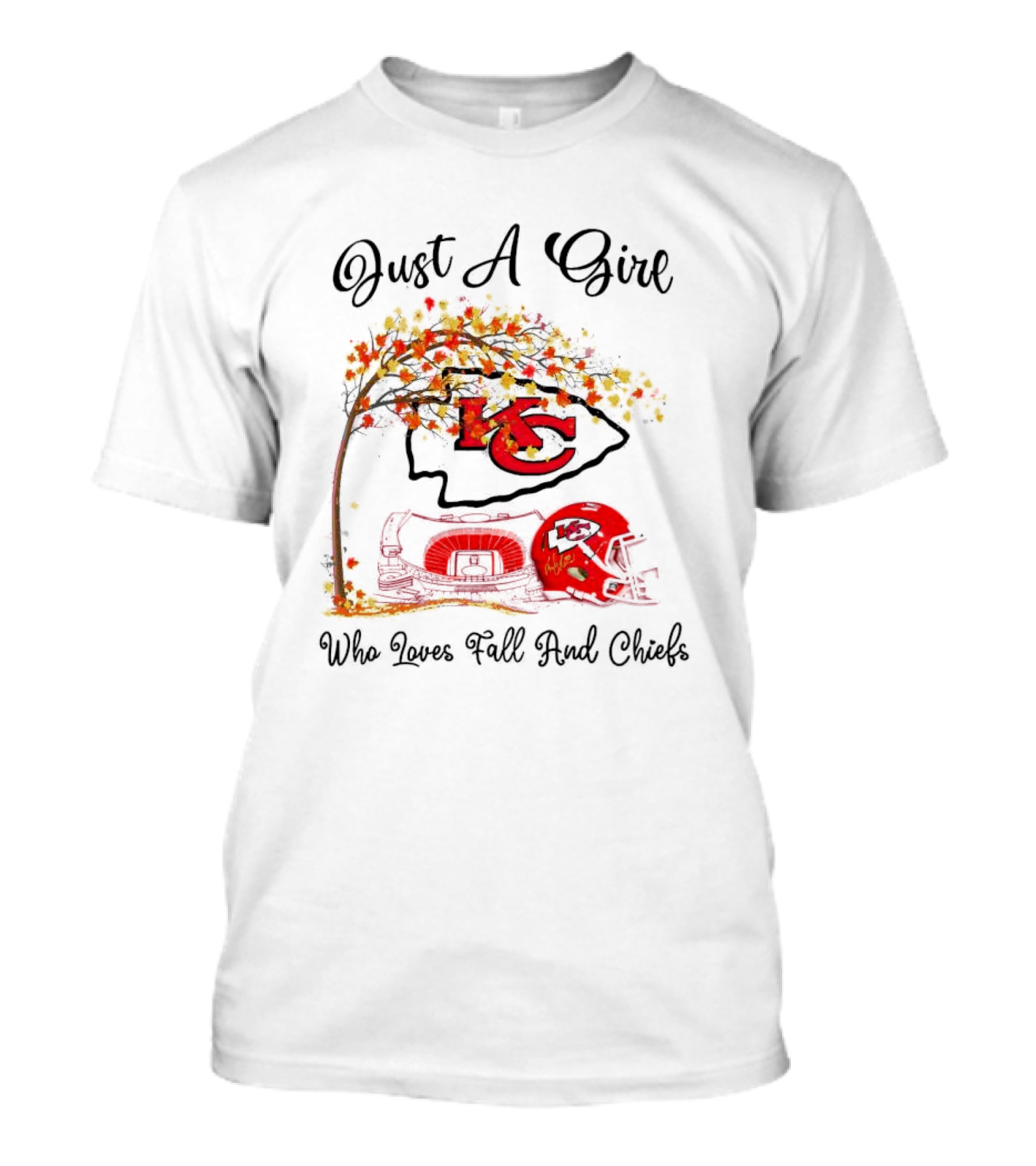 Just A Girl Who Loves Fall And Kansas City Chiefs Football T-Shirt