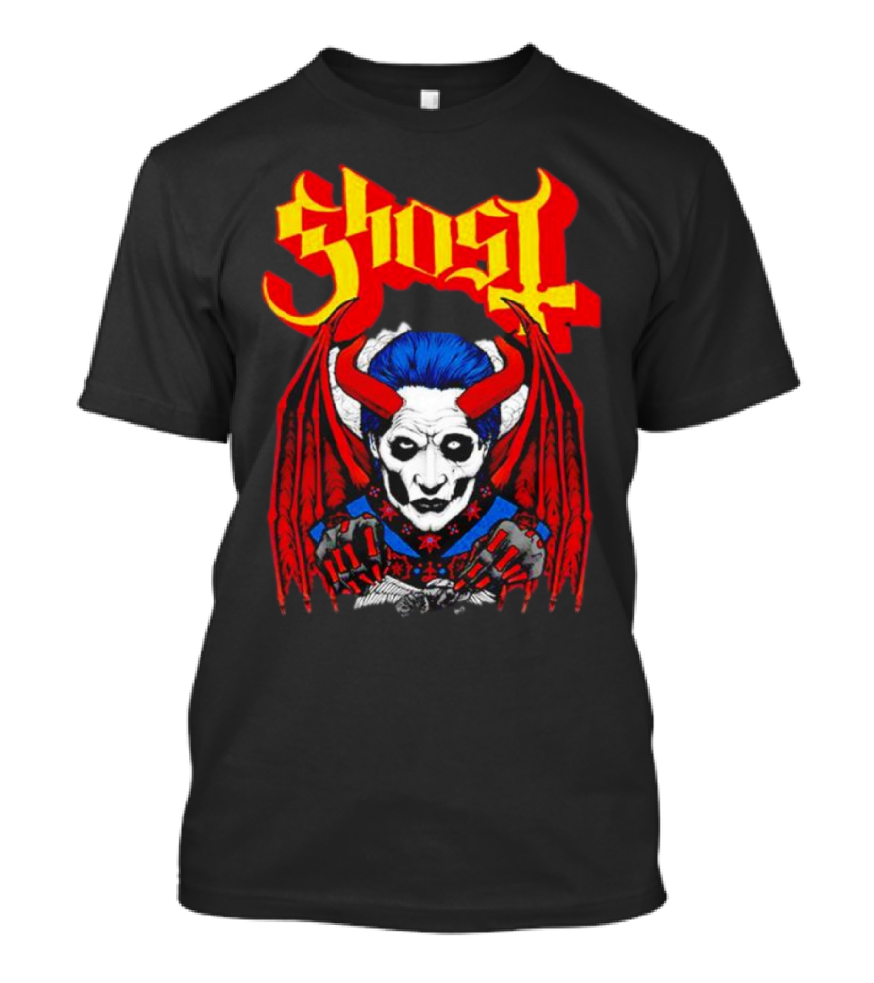 Ghost Demonic Red Horned Figure X Post Mortem Horror Wings T-Shirt